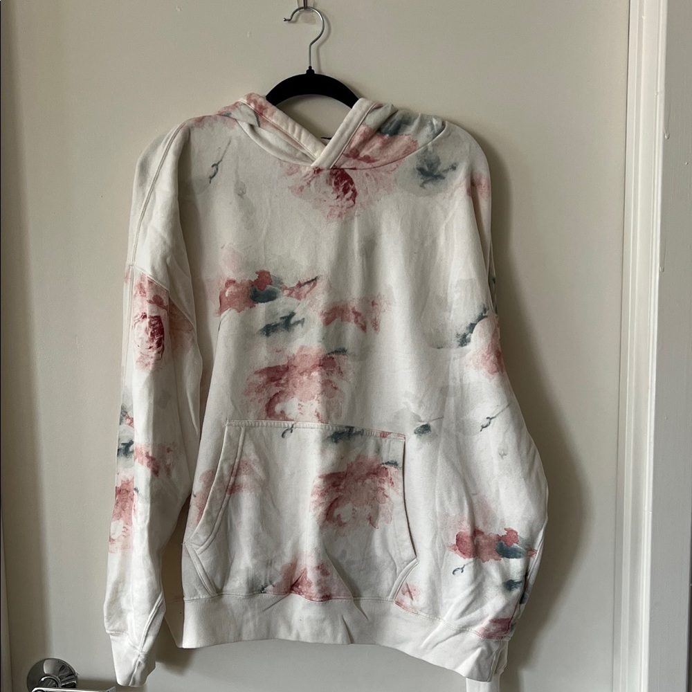 Abercrombie & Fitch White and Pink Floral Hoodie